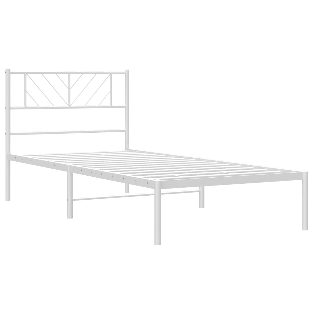vidaXL Metallbett ohne Matratze mit Kopfteil Weiß 75x190 cm