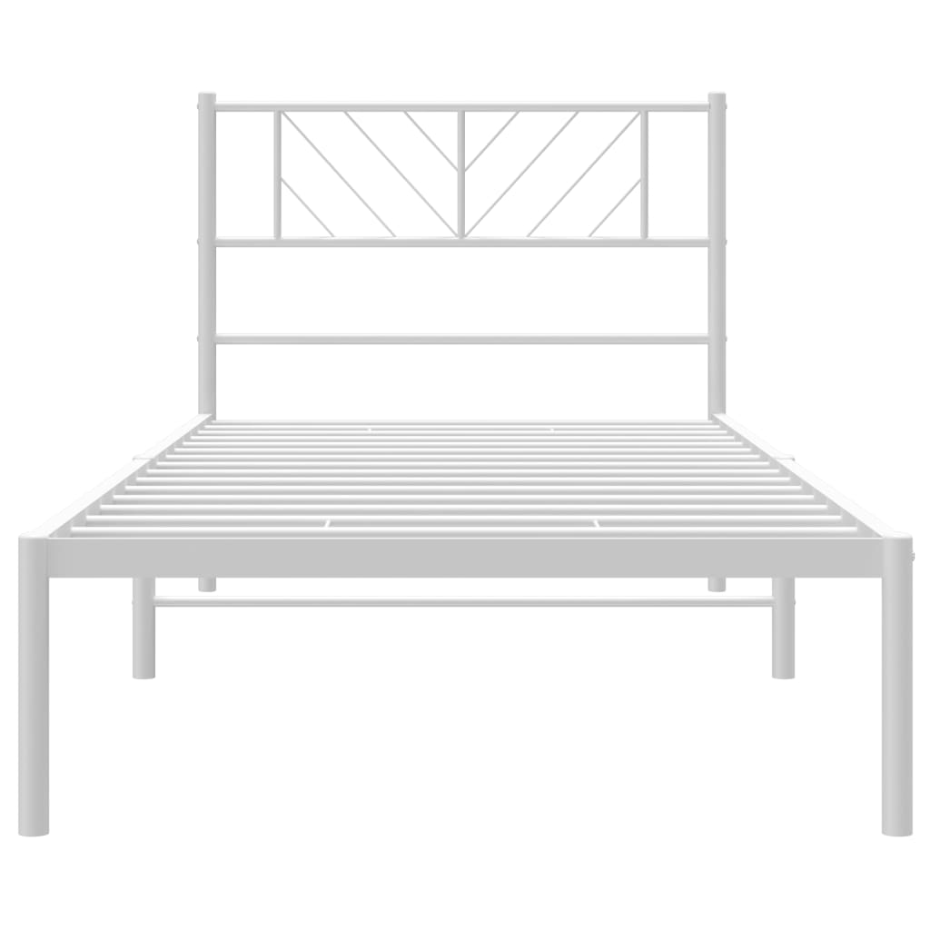 vidaXL Metallbett ohne Matratze mit Kopfteil Weiß 75x190 cm