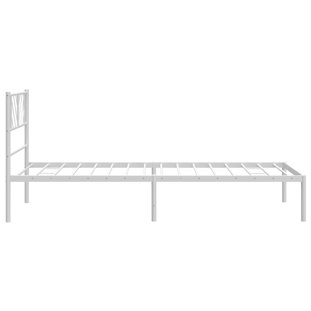 vidaXL Metallbett ohne Matratze mit Kopfteil Weiß 75x190 cm