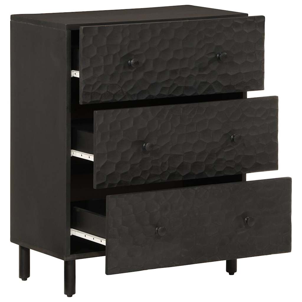 vidaXL Beistellschränke 2 Stk. Schwarz 60x33x75 cm Massivholz Mango
