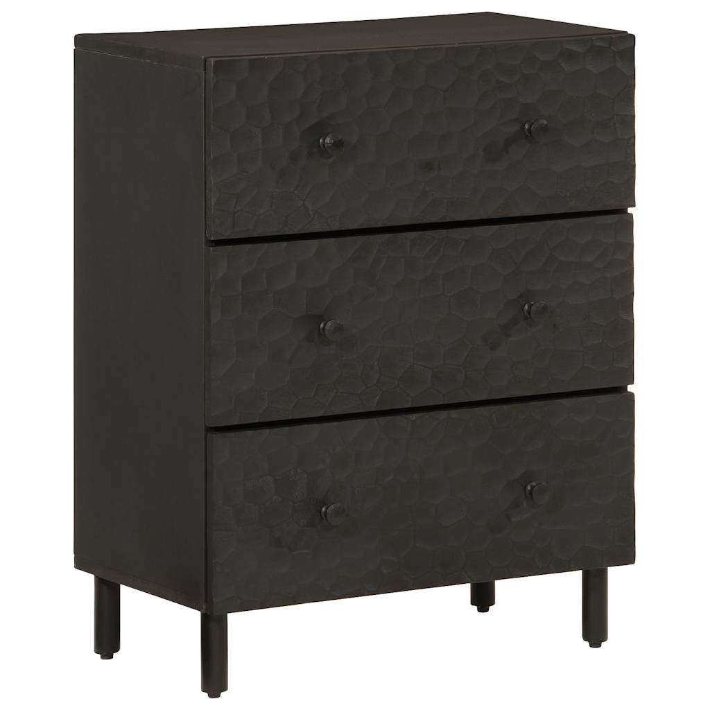 vidaXL Beistellschränke 2 Stk. Schwarz 60x33x75 cm Massivholz Mango