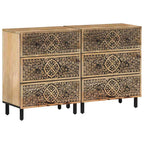 vidaXL Beistellschränke 2 Stk. Schwarz 60x33x75 cm Massivholz Mango