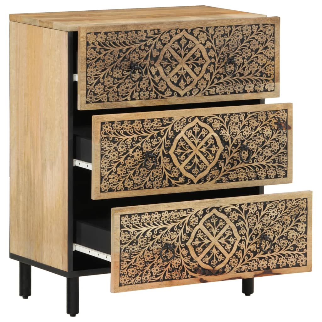 vidaXL Beistellschränke 3 Stk. 60x33x75 cm Massivholz Mango