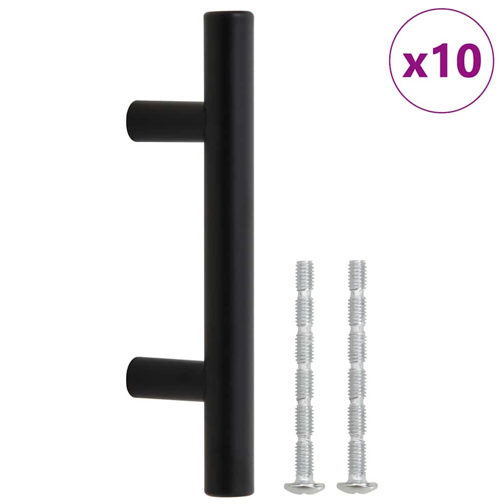 vidaXL Möbelgriffe 10 Stk. Schwarz 64 mm Edelstahl