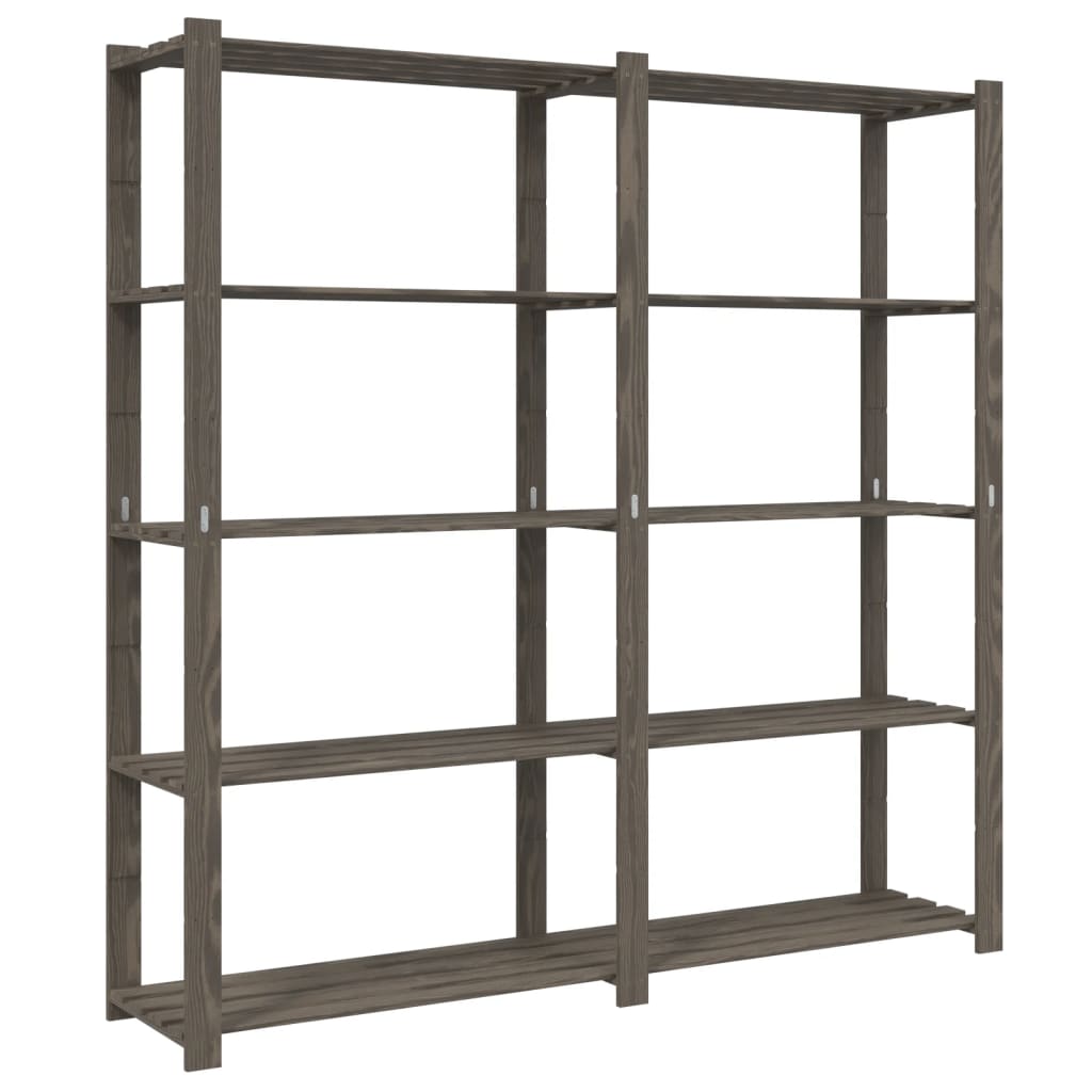 vidaXL Lagerregal mit 5 Böden Grau 170x38x170 cm Massivholz Kiefer