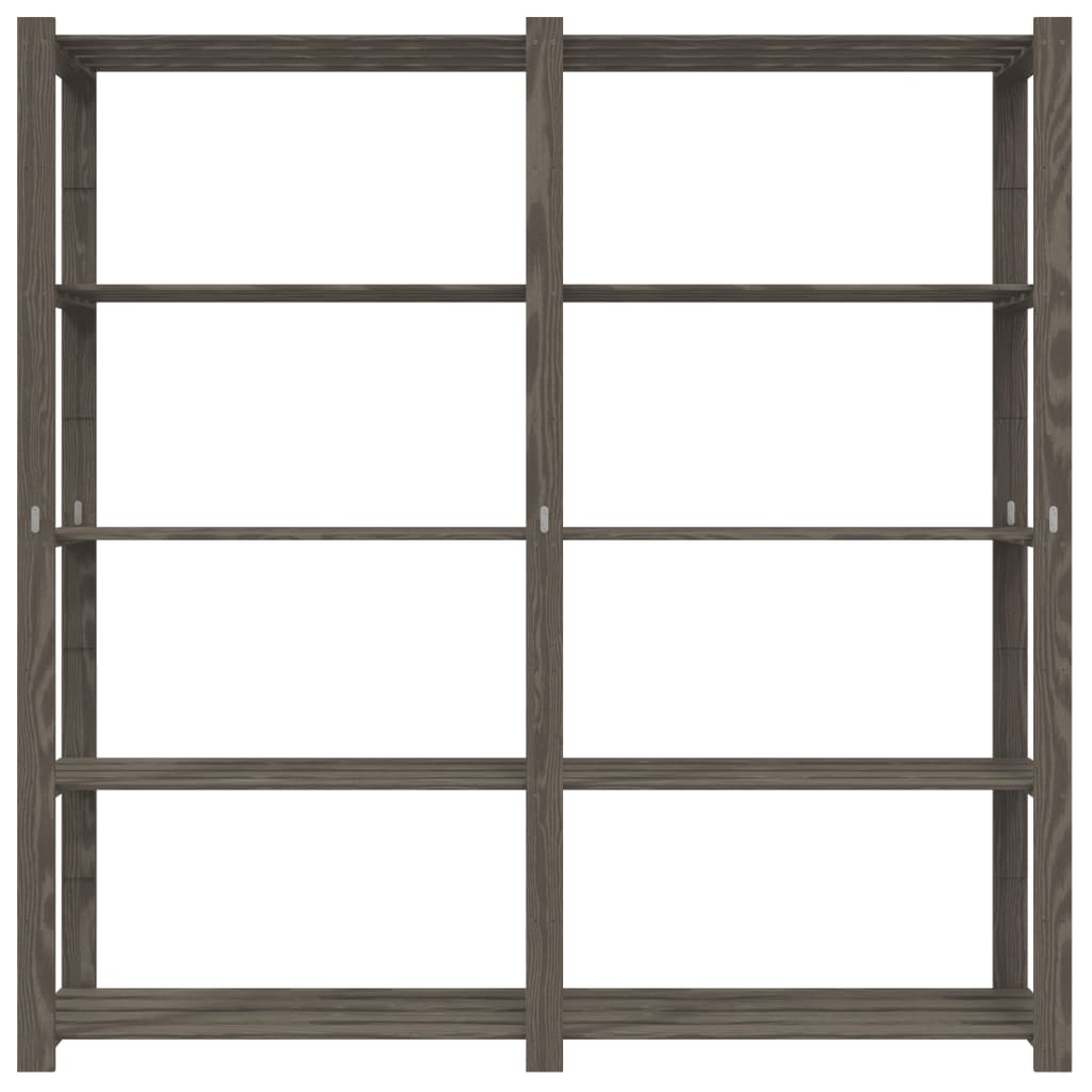 vidaXL Lagerregal mit 5 Böden Grau 170x38x170 cm Massivholz Kiefer