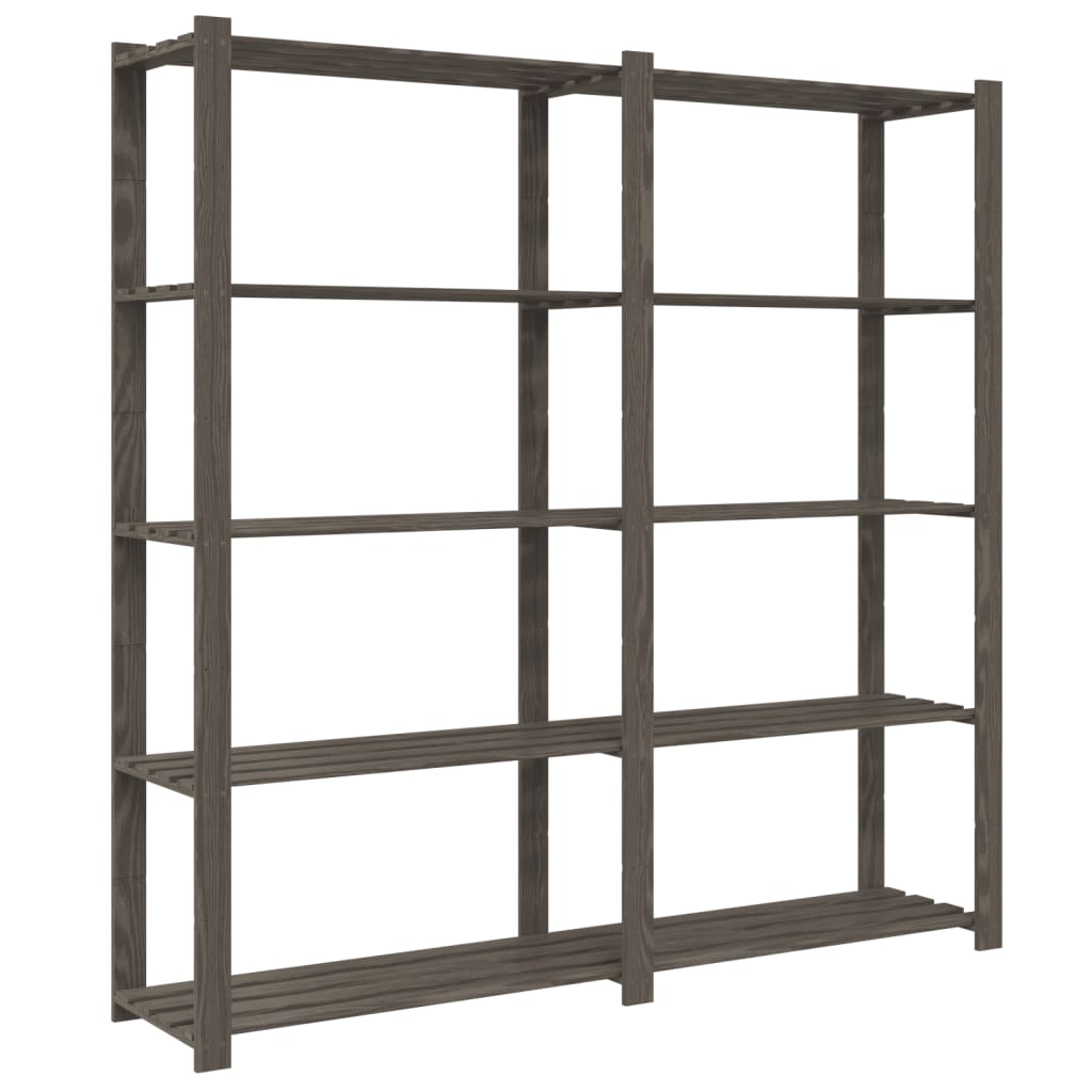 vidaXL Lagerregal mit 5 Böden Grau 170x38x170 cm Massivholz Kiefer