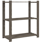 vidaXL Lagerregal mit 3 Böden Grau 80x38x90 cm Massivholz Kiefer
