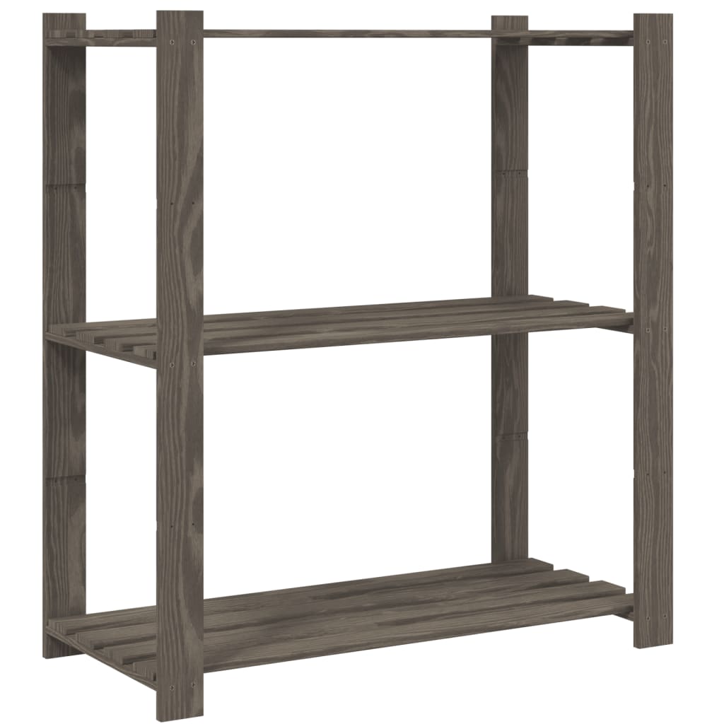 vidaXL Lagerregal mit 3 Böden Grau 80x38x90 cm Massivholz Kiefer