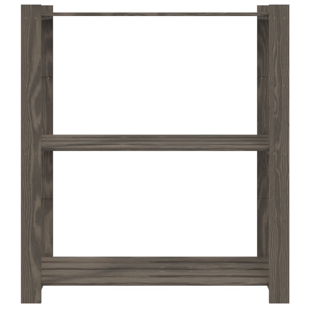 vidaXL Lagerregal mit 3 Böden Grau 80x38x90 cm Massivholz Kiefer