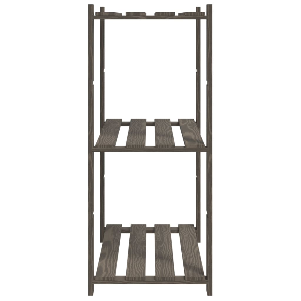 vidaXL Lagerregal mit 3 Böden Grau 80x38x90 cm Massivholz Kiefer