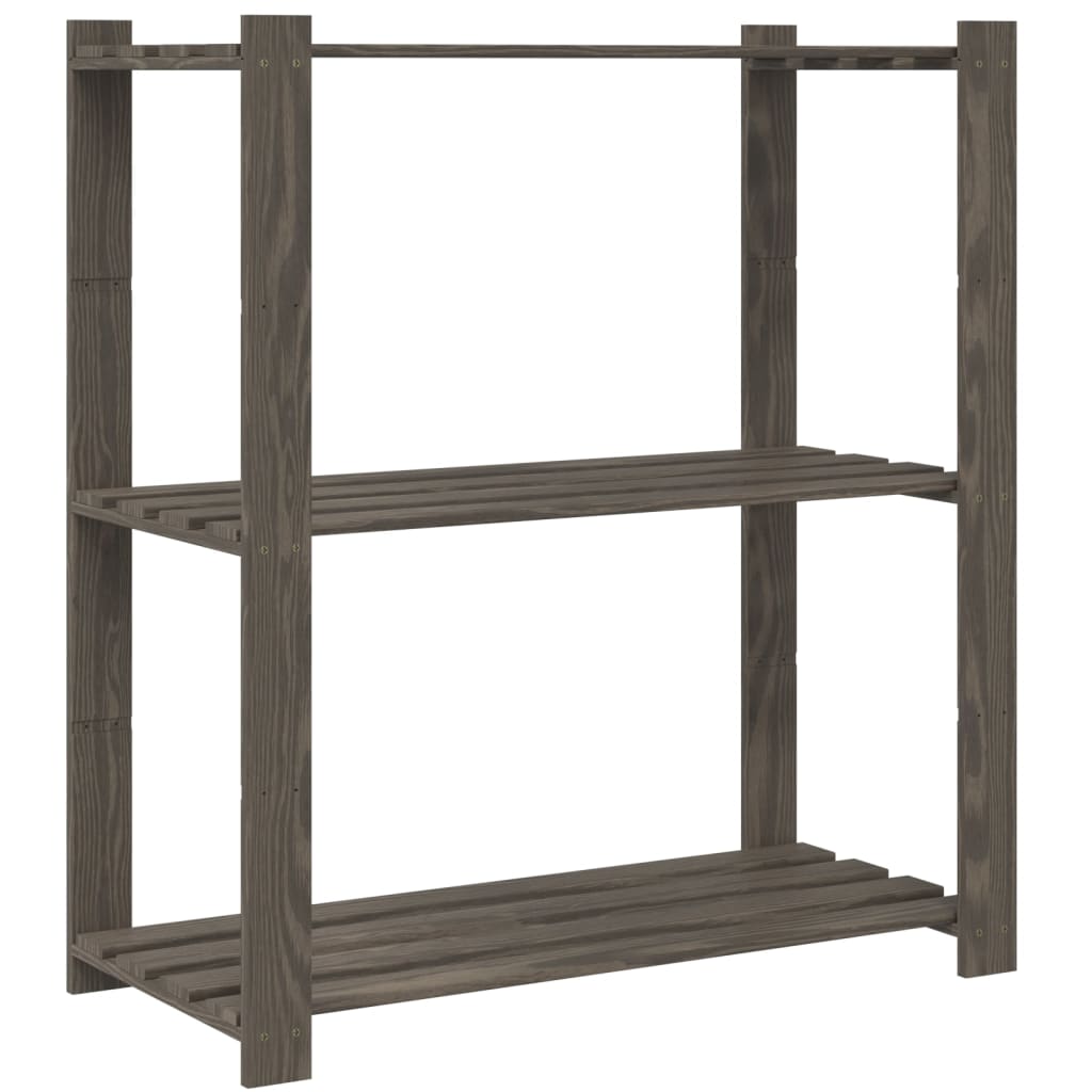 vidaXL Lagerregal mit 3 Böden Grau 80x38x90 cm Massivholz Kiefer