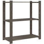 vidaXL Lagerregal mit 3 Böden Grau 80x38x90 cm Massivholz Kiefer