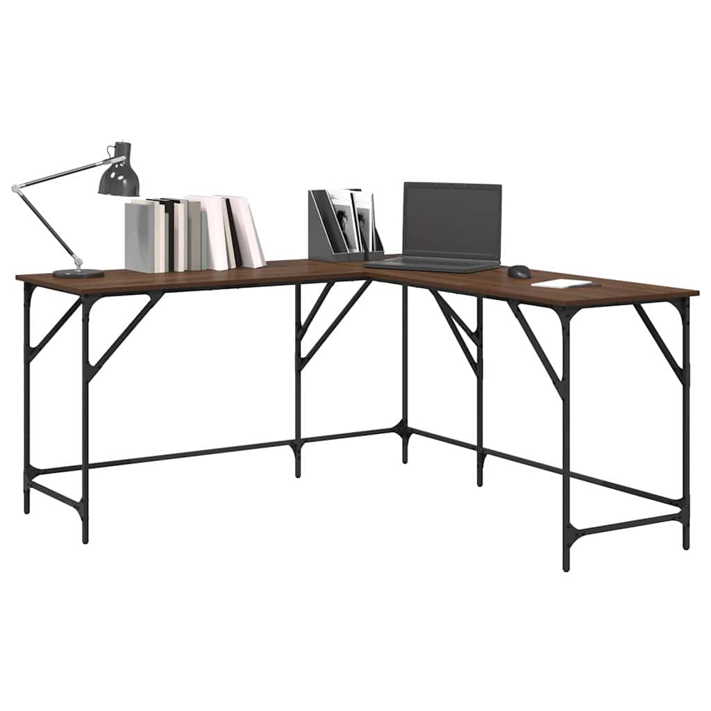 vidaXL Schreibtisch Braun Eichen-Optik 149x149x75 cm Holzwerkstoff