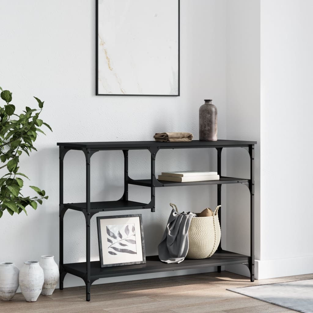 vidaXL Konsolentisch mit Ablagen Schwarz 100x35x75 cm