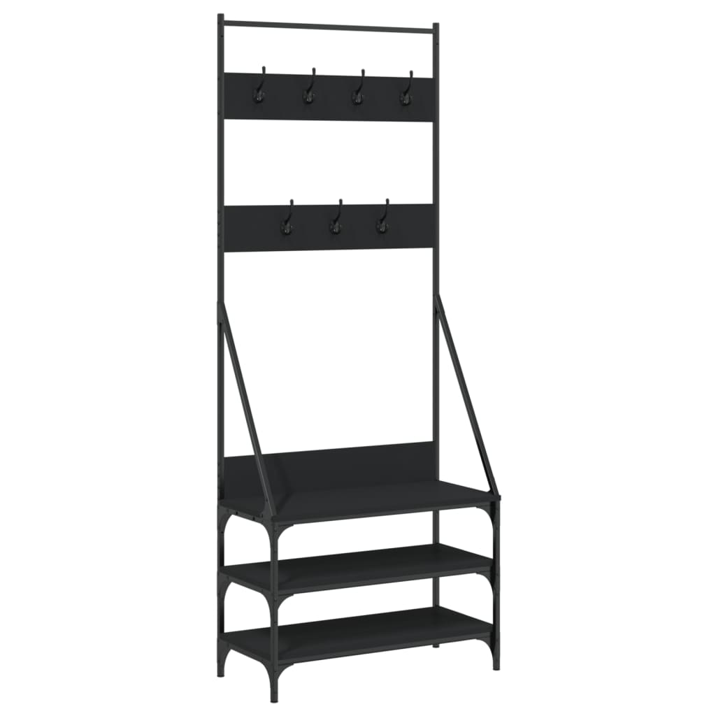 vidaXL Kleiderständer mit Schuhablage Schwarz 72x34x184 cm