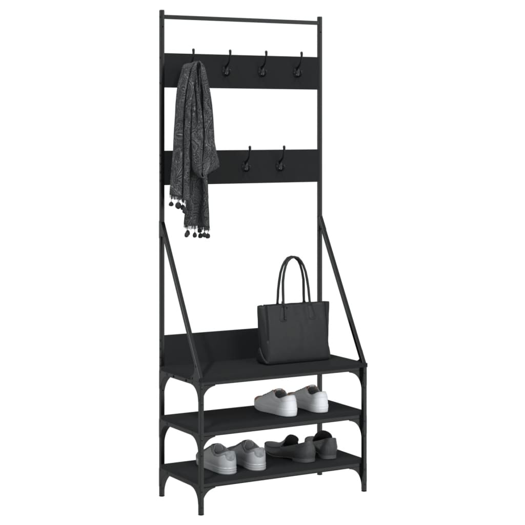 vidaXL Kleiderständer mit Schuhablage Schwarz 72x34x184 cm