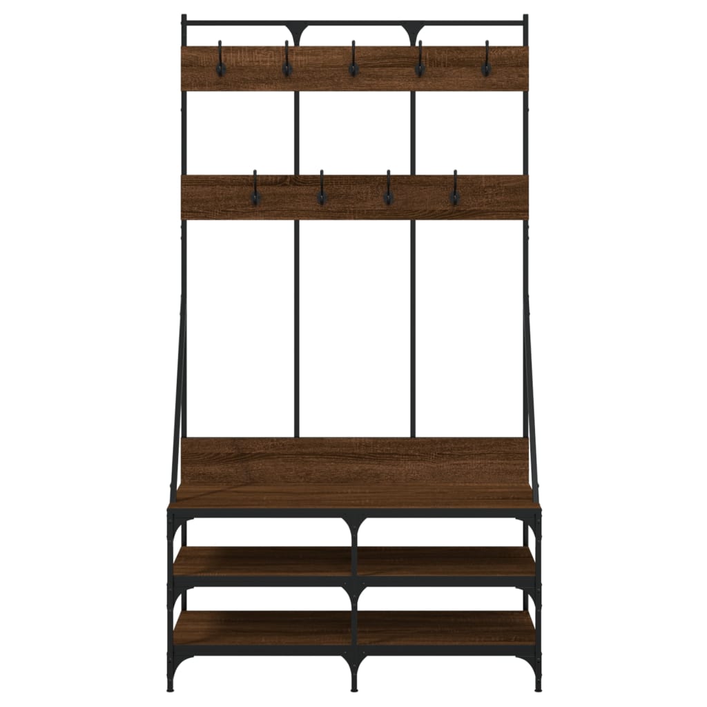 vidaXL Kleiderständer mit Schuhablage Braun Eichen-Optik 100x40x184 cm