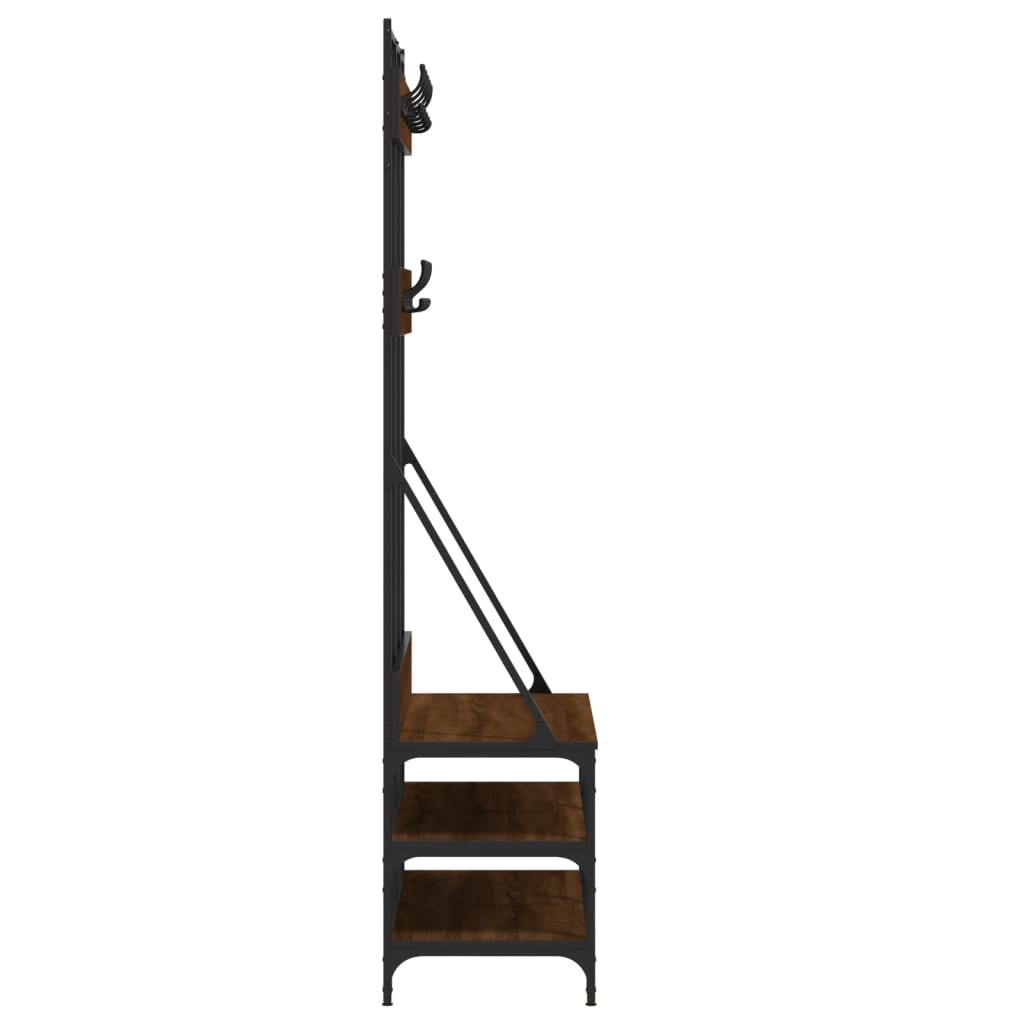 vidaXL Kleiderständer mit Schuhablage Braun Eichen-Optik 100x40x184 cm