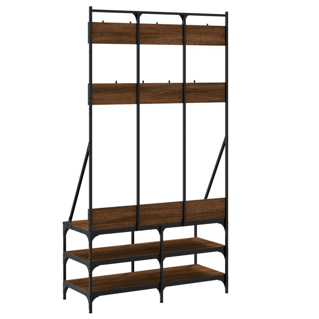 vidaXL Kleiderständer mit Schuhablage Braun Eichen-Optik 100x40x184 cm
