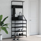 vidaXL Kleiderständer mit Schuhablage Schwarz 72x34x184 cm