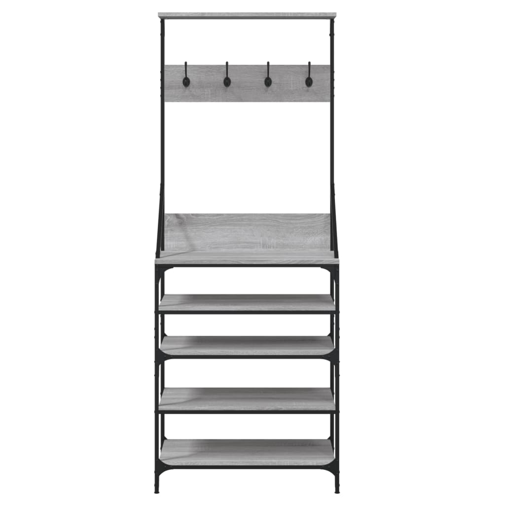 vidaXL Kleiderständer mit Schuhablage Grau Sonoma 70x34x184 cm