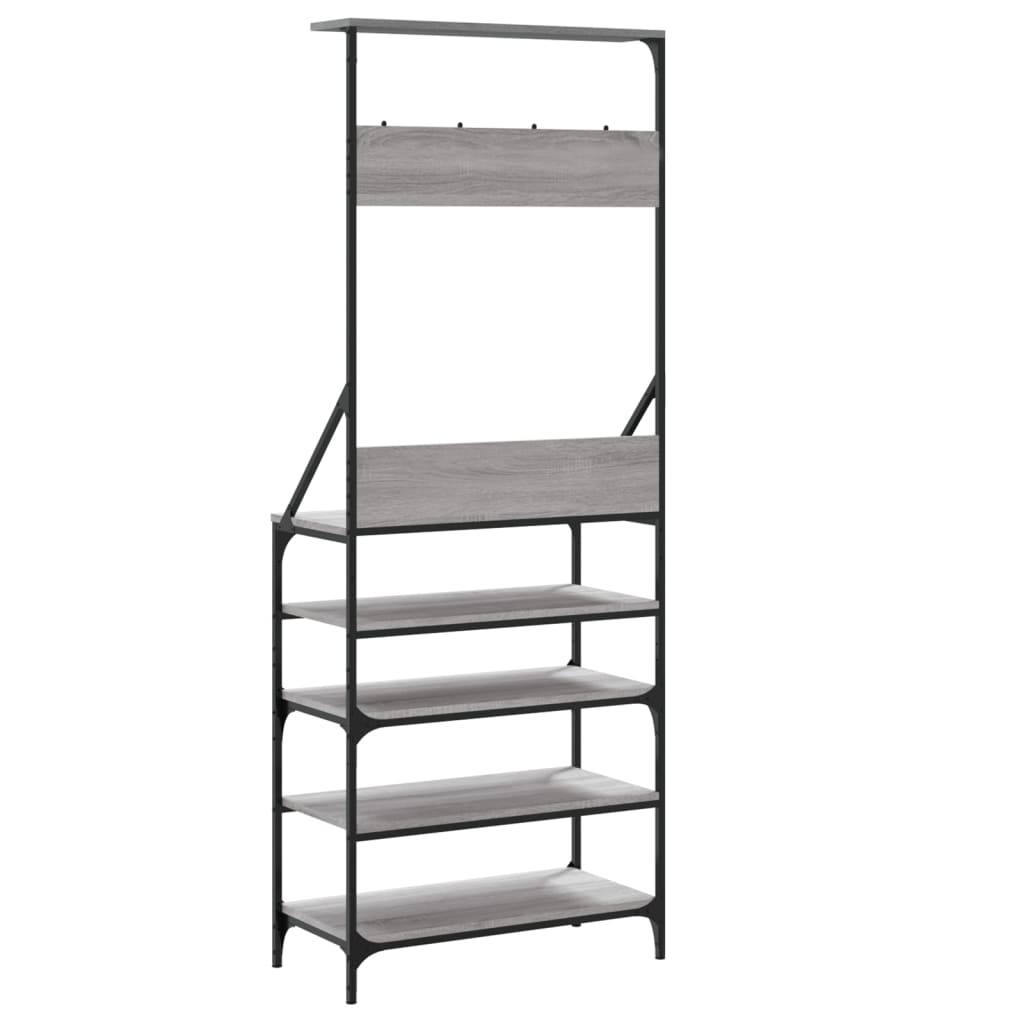 vidaXL Kleiderständer mit Schuhablage Grau Sonoma 70x34x184 cm