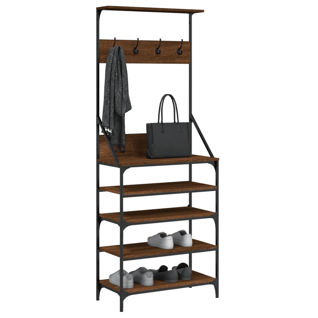 vidaXL Kleiderständer mit Schuhablage Braun Eiche-Optik 70x34x184 cm
