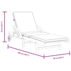 vidaXL Sonnenliegen 2 Stk. mit Auflagen 200x68x83 cm Massivholz Akazie