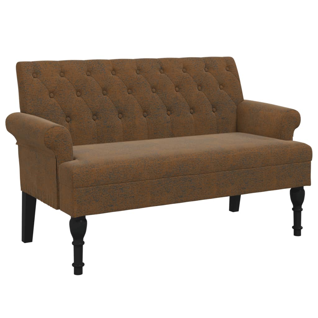 vidaXL Sitzbank mit Rückenlehne Braun 120x62x75,5 cm Wildleder-Optik