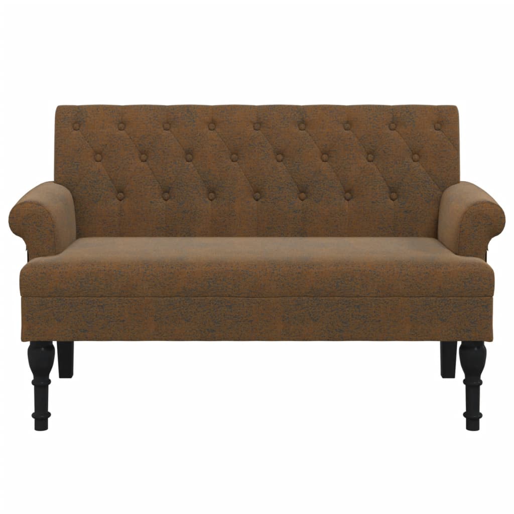 vidaXL Sitzbank mit Rückenlehne Braun 120x62x75,5 cm Wildleder-Optik