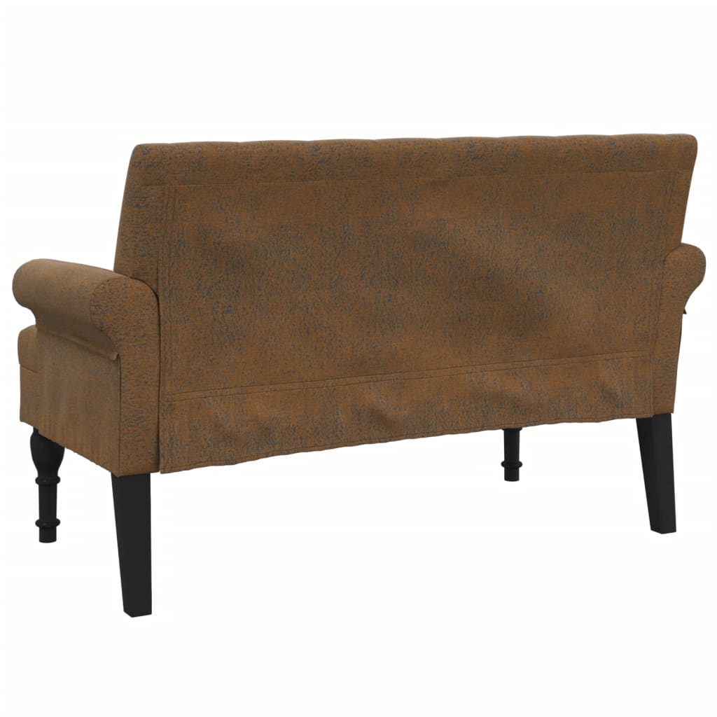 vidaXL Sitzbank mit Rückenlehne Braun 120x62x75,5 cm Wildleder-Optik