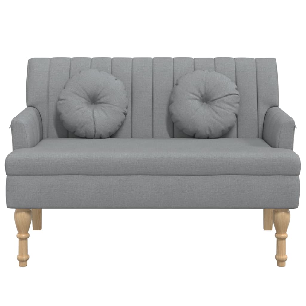 vidaXL Sitzbank mit Kissen Hellgrau 113x64,5x75,5 cm Stoff