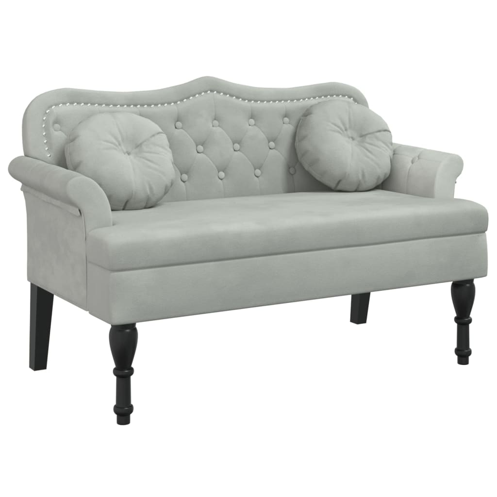 vidaXL Bank mit Kissen Hellgrau 120,5 x 65 x 75 cm Samt