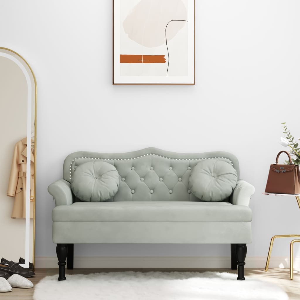 vidaXL Bank mit Kissen Hellgrau 120,5 x 65 x 75 cm Samt