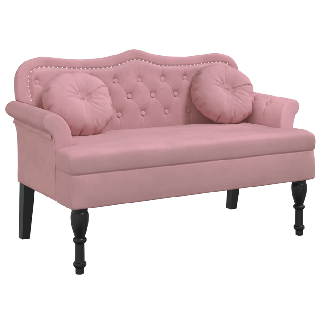 vidaXL Sitzbank mit Kissen Rosa 120,5x65x75 cm Samt