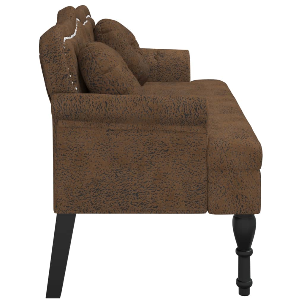 vidaXL Bank mit Kissen Braun 120,5 x 65 x 75 cm Wildlederimitat
