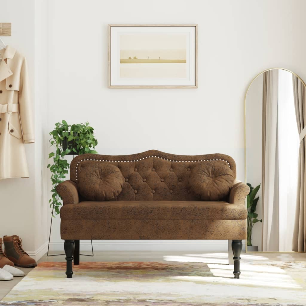 vidaXL Bank mit Kissen Braun 120,5 x 65 x 75 cm Wildlederimitat