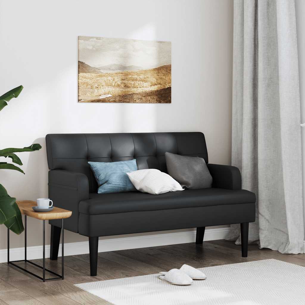 vidaXL Bank mit Rückenlehne Schwarz 112x65,5x75 cm Kunstleder