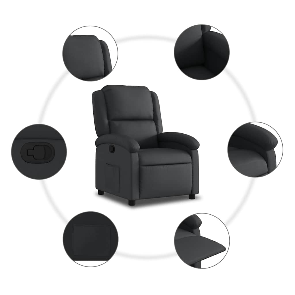 vidaXL Relaxsessel Schwarz Echtleder