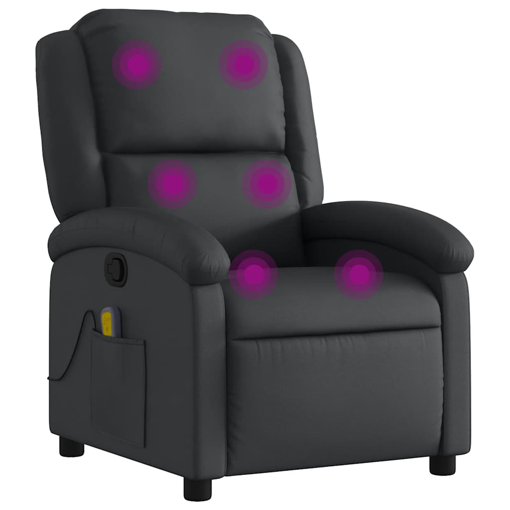 vidaXL Massagesessel Schwarz Echtleder