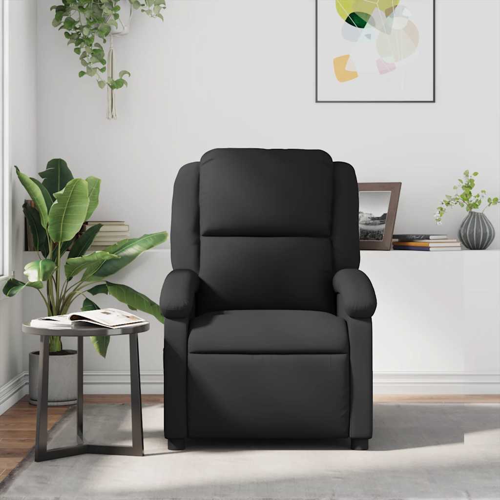 vidaXL Massagesessel Schwarz Echtleder