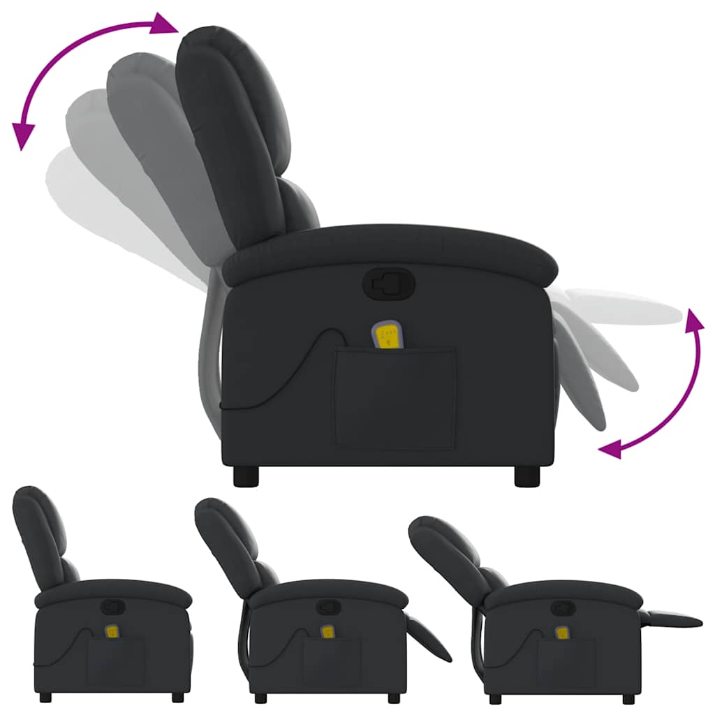 vidaXL Massagesessel Schwarz Echtleder