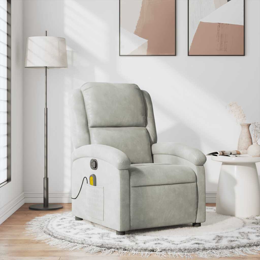 vidaXL Massagesessel Hellgrau Samt