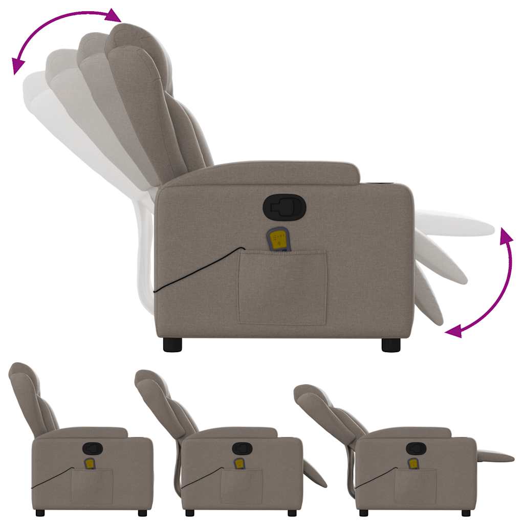 vidaXL Massage-Relaxsessel Taupe Stoff