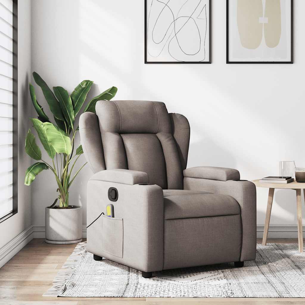 vidaXL Massage-Relaxsessel Taupe Stoff