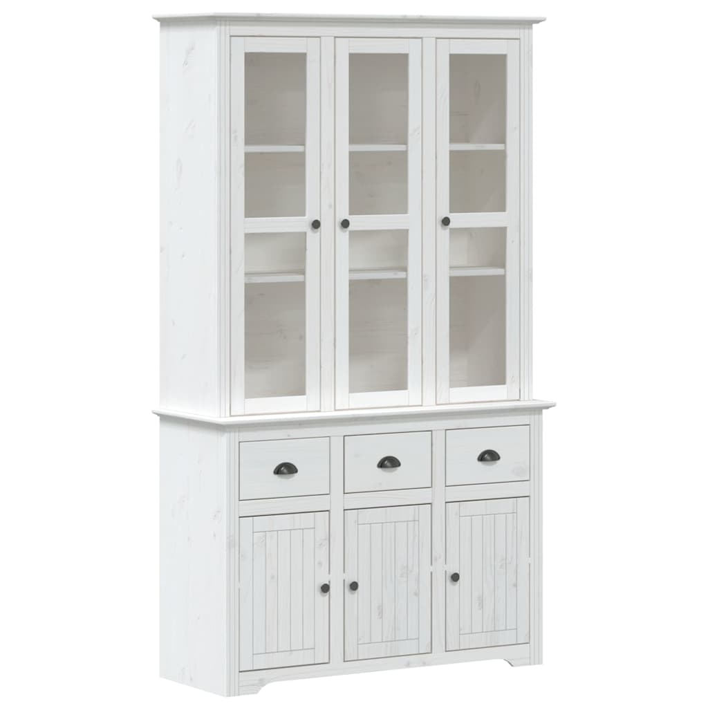 vidaXL Highboard BODO Weiß 115,5x43x200,5 cm Massivholz Kiefer