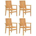 vidaXL Gartenstühle 4 Stk. Stapelbar 56,5x57,5x91 cm Massivholz Teak