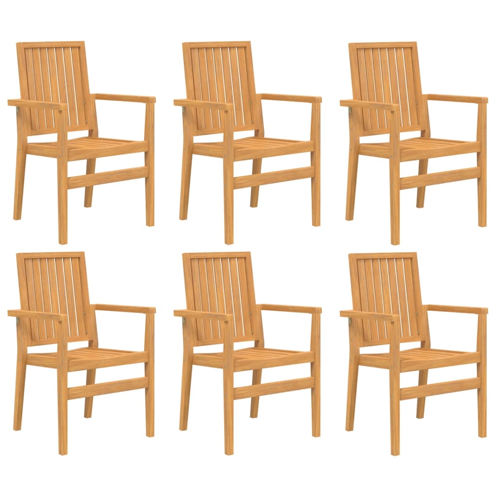 vidaXL Gartenstühle 6 Stk. Stapelbar 56,5x57,5x91 cm Massivholz Teak