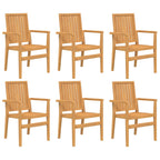 vidaXL Gartenstühle 6 Stk. Stapelbar 56,5x57,5x91 cm Massivholz Teak